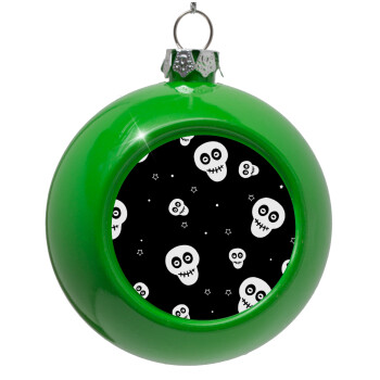 Skull avatar, Green Christmas tree ornament bauble 8cm