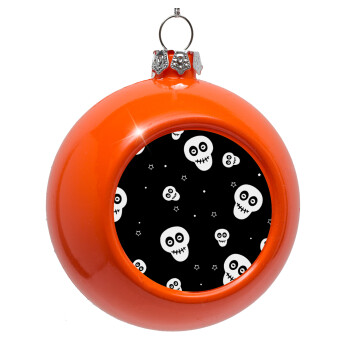 Skull avatar, Orange Christmas tree ornament bauble 8cm