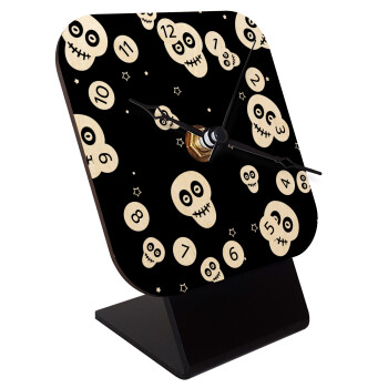 Skull avatar, Quartz Table clock in natural wood (10cm)