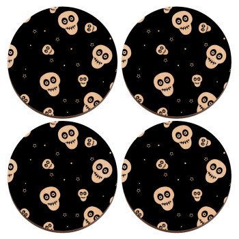 Skull avatar, ΣΕΤ x4 Σουβέρ ξύλινα στρογγυλά plywood (9cm)