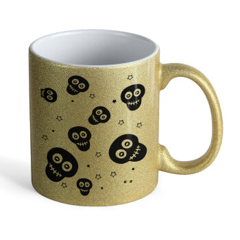 Skull avatar, Κούπα Χρυσή Glitter που γυαλίζει, κεραμική, 330ml