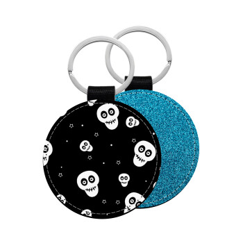 Skull avatar, Μπρελόκ Δερματίνη, στρογγυλό ΜΠΛΕ (5cm)