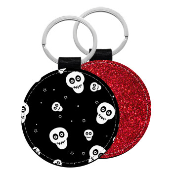 Skull avatar, Μπρελόκ Δερματίνη, στρογγυλό ΚΟΚΚΙΝΟ (5cm)