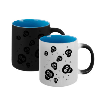 Skull avatar, Κούπα Μαγική εσωτερικό μπλε, κεραμική 330ml που αλλάζει χρώμα με το ζεστό ρόφημα