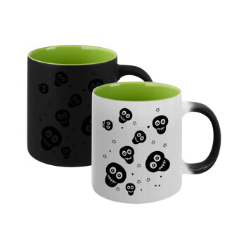 Skull avatar, Κούπα Μαγική εσωτερικό πράσινο, κεραμική 330ml που αλλάζει χρώμα με το ζεστό ρόφημα