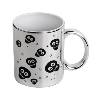 Skull avatar, Mug ceramic, silver mirror, 330ml