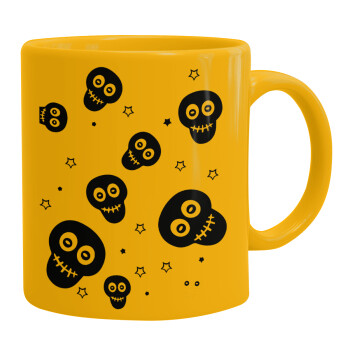 Skull avatar, Ceramic coffee mug yellow, 330ml (1pcs)