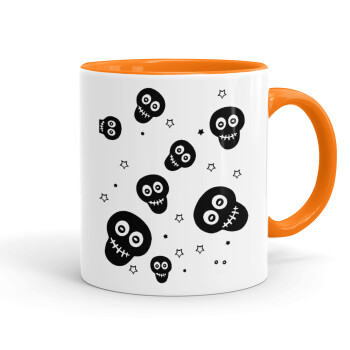 Skull avatar, Mug colored orange, ceramic, 330ml