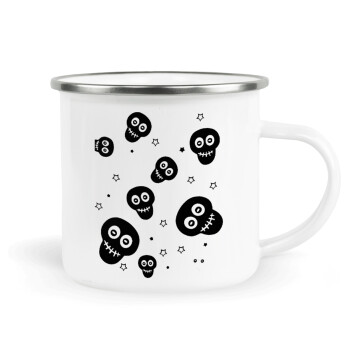 Skull avatar, Metallic enamel cup white 360ml