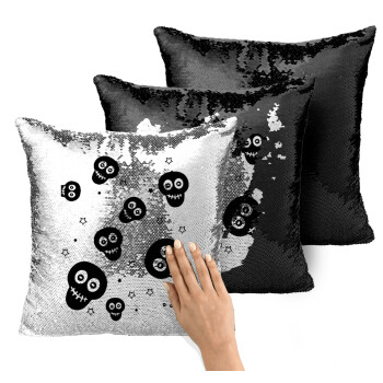 Skull avatar, Μαξιλάρι καναπέ Μαγικό Μαύρο με πούλιες 40x40cm περιέχεται το γέμισμα
