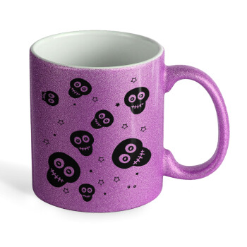 Skull avatar, Κούπα Μωβ Glitter που γυαλίζει, κεραμική, 330ml