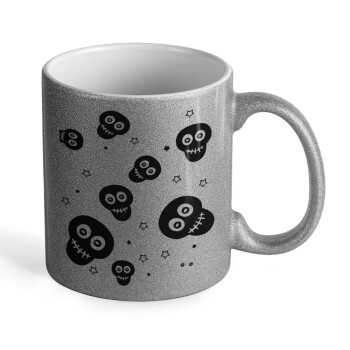 Skull avatar, Κούπα Ασημένια Glitter που γυαλίζει, κεραμική, 330ml