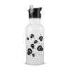 White water bottle with straw, stainless steel 600ml