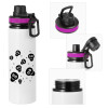 Metallic water bottle with safety lid, 850ml aluminum