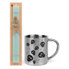 Easter Set, metallic thermal cup (300ml) & aromatic flat Easter candle (30cm) (TURQUOISE)
