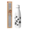 Easter Set, metallic stainless thermos bottle (500ml) & scented flat Easter candle (30cm) (GRAY)