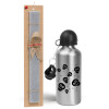 Easter Set, metallic silver aluminum water bottle (500ml) & aromatic flat Easter candle (30cm) (GRAY)