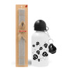 Easter Set, metallic aluminum water bottle (500ml) & aromatic flat Easter candle (30cm) (GRAY)