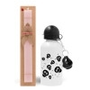 Easter Set, metallic aluminum bottle (500ml) & aromatic flat Easter candle (30cm) (PINK)