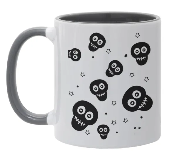 Skull avatar — Κούπα χρωματιστή γκρι, κεραμική, 330ml