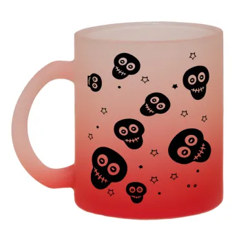 Skull avatar, Κούπα γυάλινη δίχρωμη με βάση το κόκκινο ματ, 330ml
