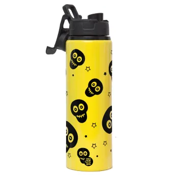 Skull avatar, Metallic water bottle with safety lid, 850ml aluminum