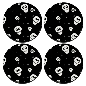 Skull avatar, ΣΕΤ 4 Σουβέρ ξύλινα στρογγυλά (9cm)