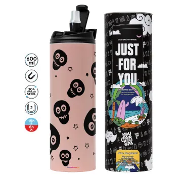 Skull avatar, Tumbler ποτήρι θερμό ΡΟΖ από ανοξείδωτο ατσάλι 600ml