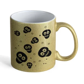 Skull avatar, Κούπα Χρυσή Glitter που γυαλίζει, κεραμική, 330ml
