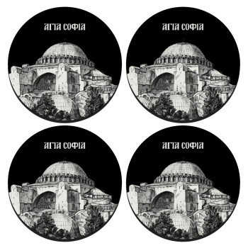 Αγία Σοφιά, SET of 4 round wooden coasters (9cm)