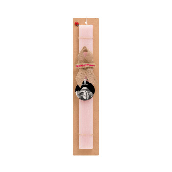 Αγία Σοφιά, Easter Set, wooden keychain & scented flat Easter candle (30cm) (PINK)