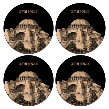 Αγία Σοφιά, ΣΕΤ x4 Σουβέρ ξύλινα στρογγυλά plywood (9cm)