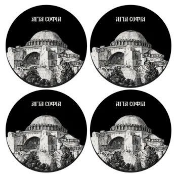 Αγία Σοφιά, ΣΕΤ 4 Σουβέρ ξύλινα στρογγυλά (9cm)