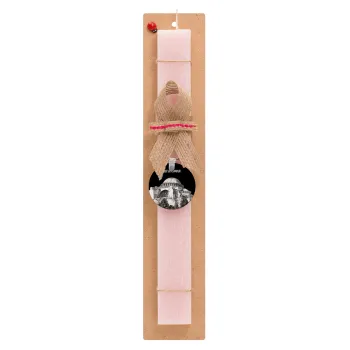 Αγία Σοφιά, Easter Set, wooden keychain & scented flat Easter candle (30cm) (PINK)