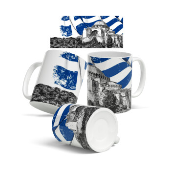 Αγία Σοφιά Ελληνική σημαία, Ceramic coffee mug, 330ml (1pcs)