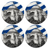 SET of 4 round wooden coasters (9cm)