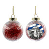 Transparent Christmas tree ball ornament with red filling 8cm