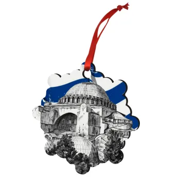 Αγία Σοφιά Ελληνική σημαία, Στολίδι Χριστουγεννιάτικο στολίδι snowflake ξύλινο 7.5cm