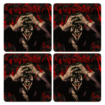 Joker Why so serious?, ΣΕΤ x4 Σουβέρ ξύλινα τετράγωνα plywood (9cm)