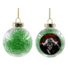Transparent Christmas tree ball ornament with green filling 8cm