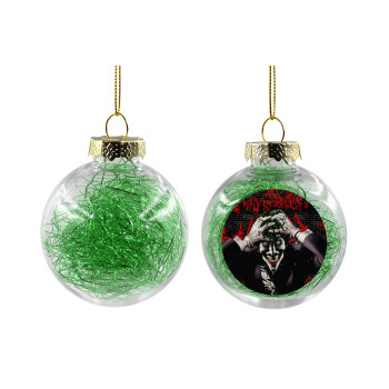Joker Why so serious?, Χριστουγεννιάτικη μπάλα δένδρου διάφανη με πράσινο γέμισμα 8cm