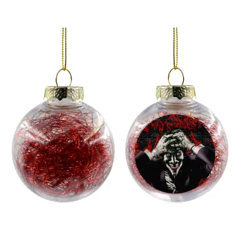Joker Why so serious?, Transparent Christmas tree ball ornament with red filling 8cm
