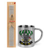 Πασχαλινή Λαμπάδα με μεταλλική κούπα θερμό (300ml) & κερί αρωματικό πλακέ (30cm) (ΓΚΡΙ)