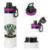Metallic water bottle with safety lid, 850ml aluminum