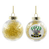 Transparent Christmas tree ball ornament with gold filling 8cm