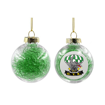 Ο.Υ.Κ., Χριστουγεννιάτικη μπάλα δένδρου διάφανη με πράσινο γέμισμα 8cm