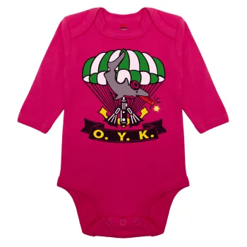 Ο.Υ.Κ., Μακρυμάνικο βρεφικό φορμάκι, 0-18 μηνών, ΡΟΖ, 100% Organic Cotton