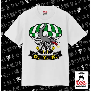 Ο.Υ.Κ., Κλασικό T-Shirt, διπλής ραφής, χωρίς πλευρικές ραφές ΛΕΥΚΟ από 100% βαμβάκι. Vegan & OEKO-TEX πιστοποιημένο.