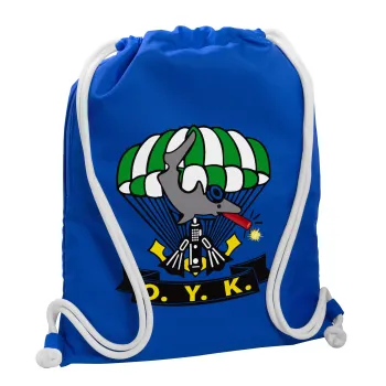 Underwater Demolition Team, Backpack pouch GYMBAG Blue, with pocket (40x48cm) & thick cords