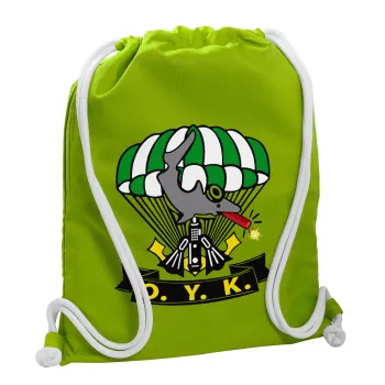 Underwater Demolition Team, Backpack bag GYMBAG LIME GREEN, with pocket (40x48cm) & thick cords